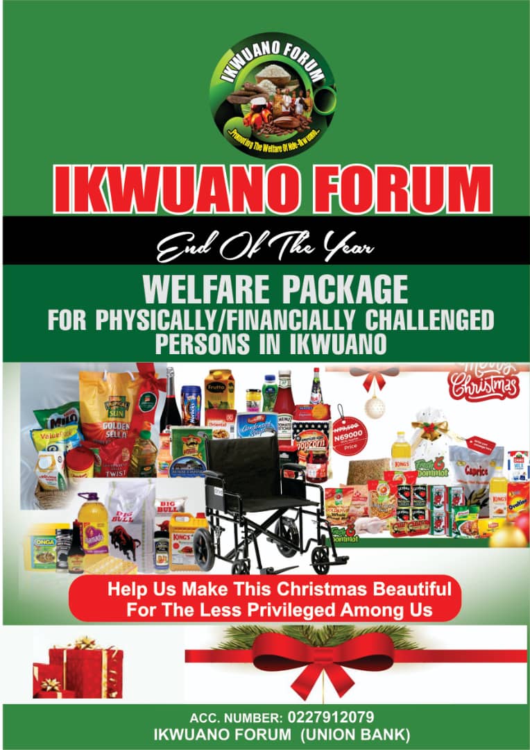 Ikwuano Forum Launches 2025 End-of-Year Welfare Package for Physically Challenged Residents