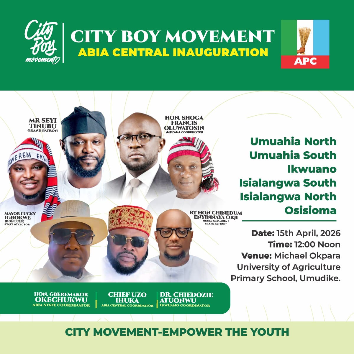 City Boy Movement Fixes Abia Central Zonal Inauguration for April 15 in Ikwuano